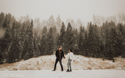 Sam + Khai Engagement – Winter at Tibble Fork