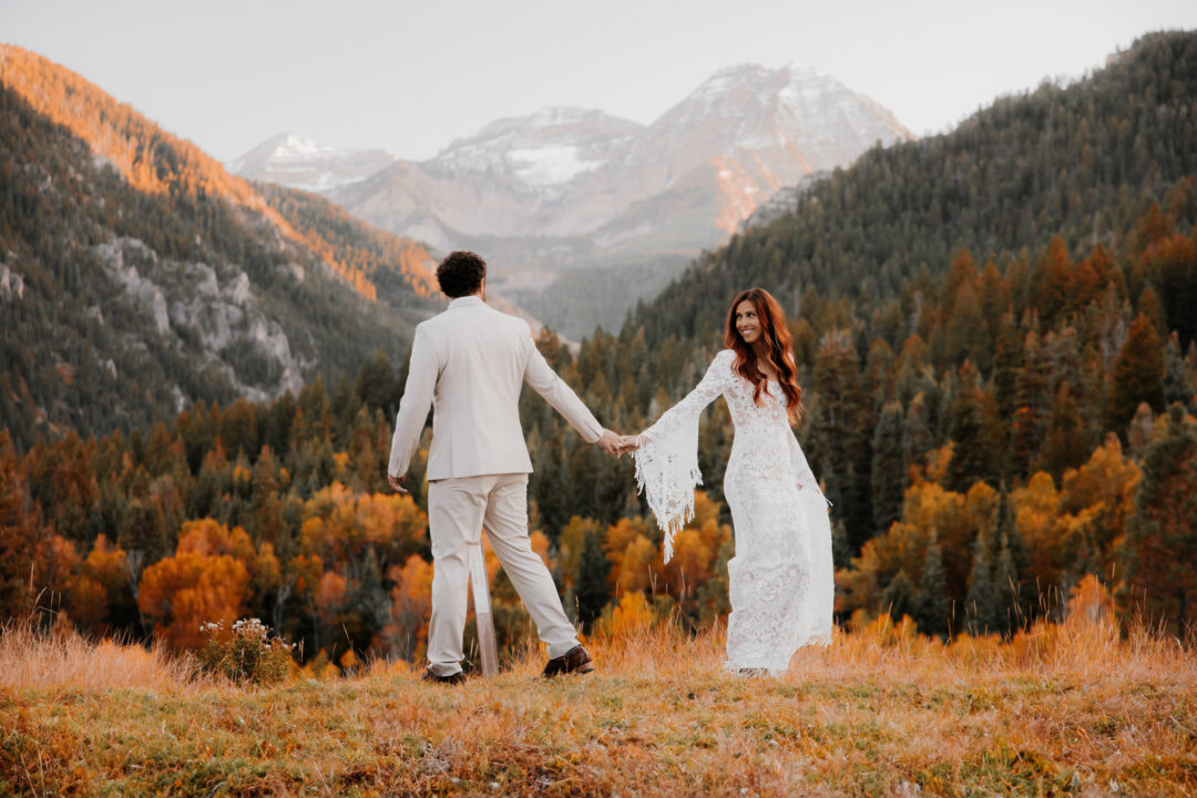 walking through fall colors at tibble fork reservoir