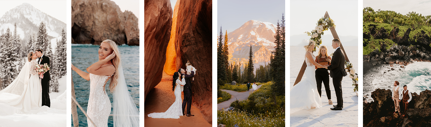 Cinematic wedding and elopement images from a photographer of epic arches and dramatic lighting of brides and grooms.